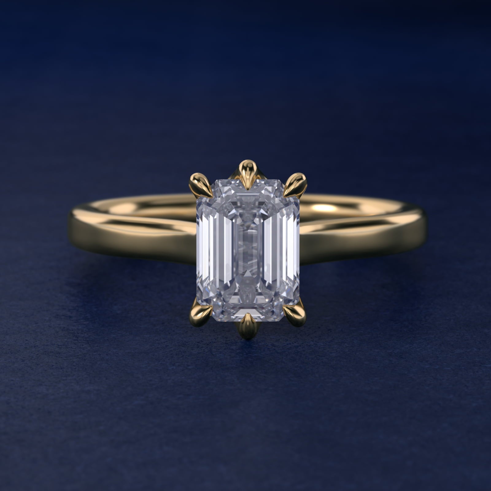 The Gallery Collection Six-Prong Trellis Solitaire Diamond Engagement Ring in 14K Yellow Gold - Emerald Center