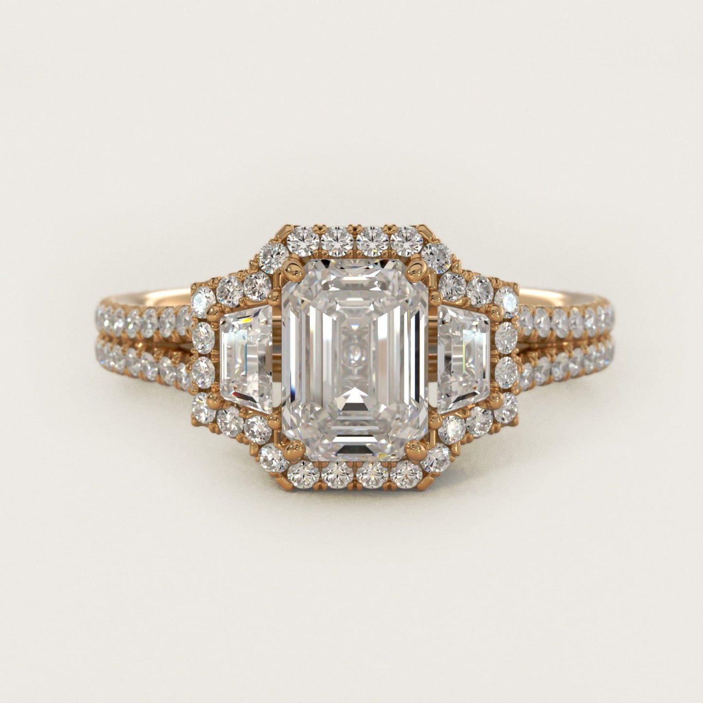 The Gallery Collection? Cathedral Pav? Diamond Engagement Ring in 18k Yellow Gold (5/8 ct. tw.) - Emerald Center