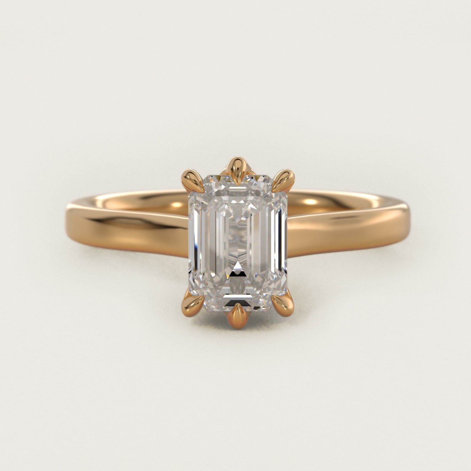 The Gallery Collection Six-Prong Trellis Solitaire Diamond Engagement Ring in 14K Yellow Gold - Emerald Center