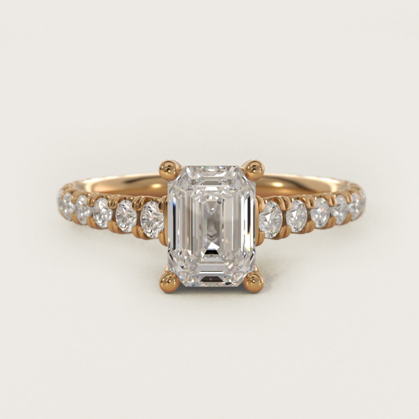 The Gallery Collection™ Cathedral PavŽ Diamond Engagement Ring in 14K Yellow Gold (5/8 ct. tw.) - Emerald Center