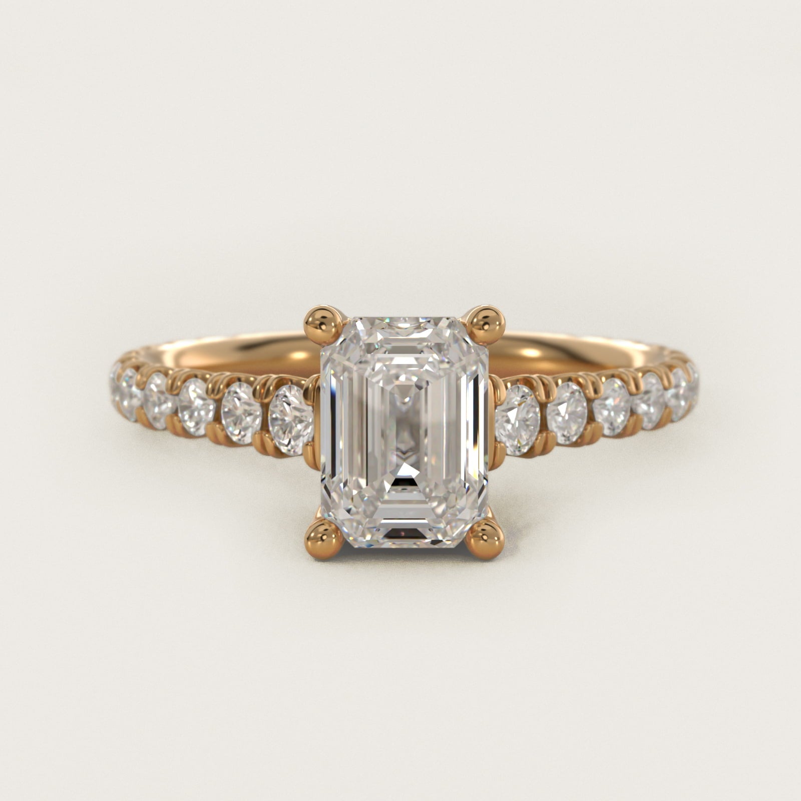 The Gallery Collection™ Cathedral PavŽ Diamond Engagement Ring in 14K Yellow Gold (5/8 ct. tw.) - Emerald Center