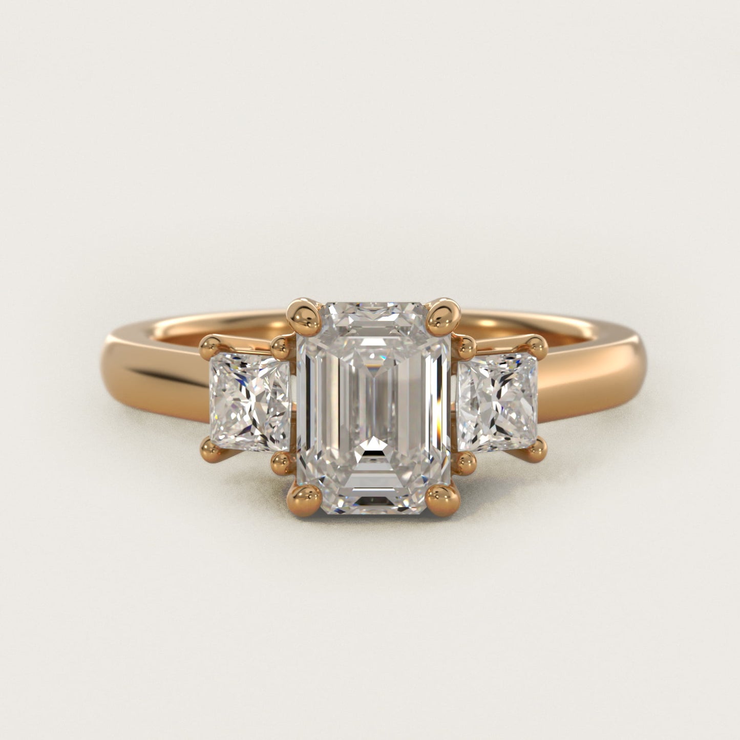 The Gallery Collectionª Princess-Cut Three-Stone Diamond Engagement Ring in 18k Yellow Gold (3/8 ct. tw.) - Emerald Center