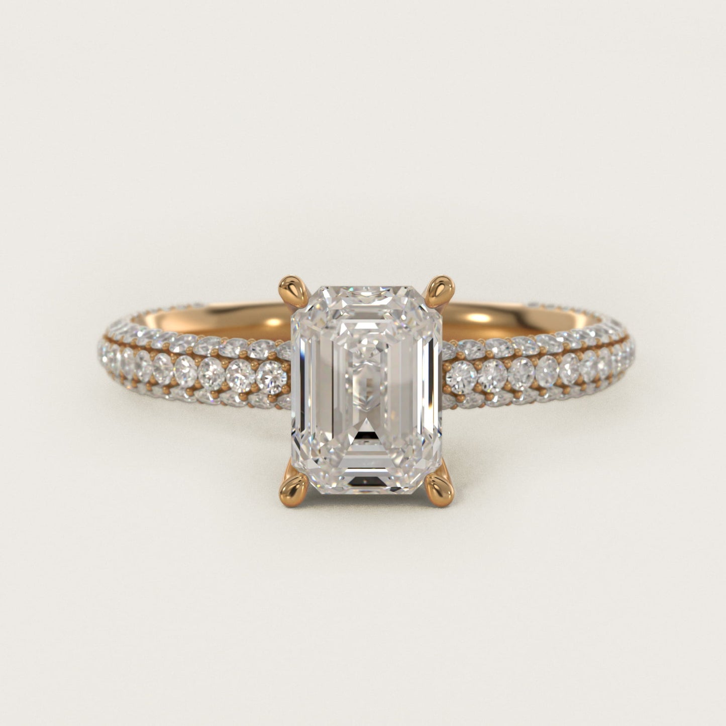 The Gallery Collection™ Rolled MicropavŽ Diamond Engagement Ring in 14K Yellow Gold (3/8 ct. tw.) - Emerald Center