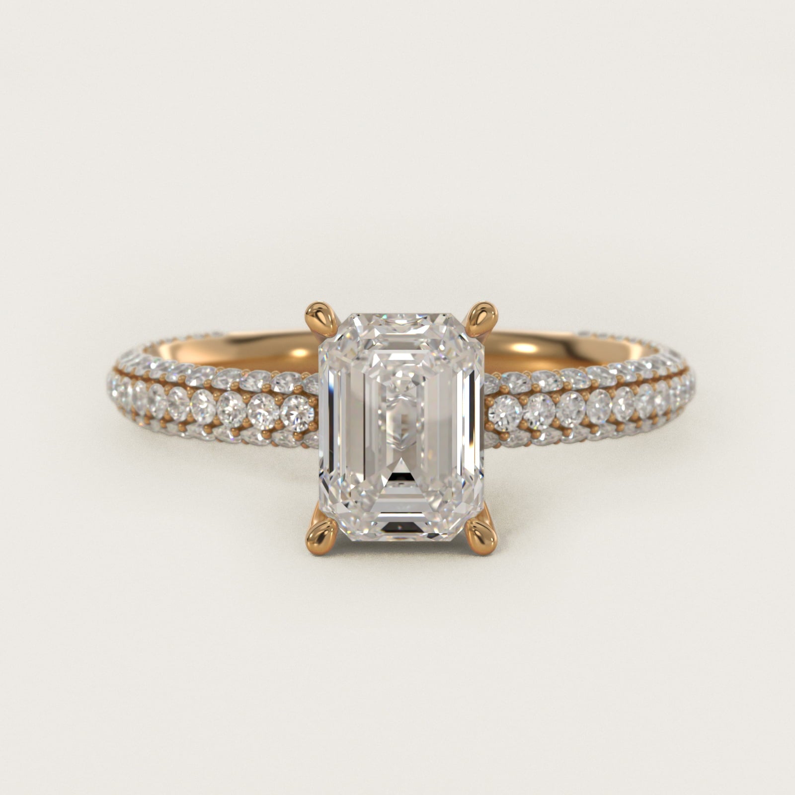 The Gallery Collection™ Rolled MicropavŽ Diamond Engagement Ring in 14K Yellow Gold (3/8 ct. tw.) - Emerald Center