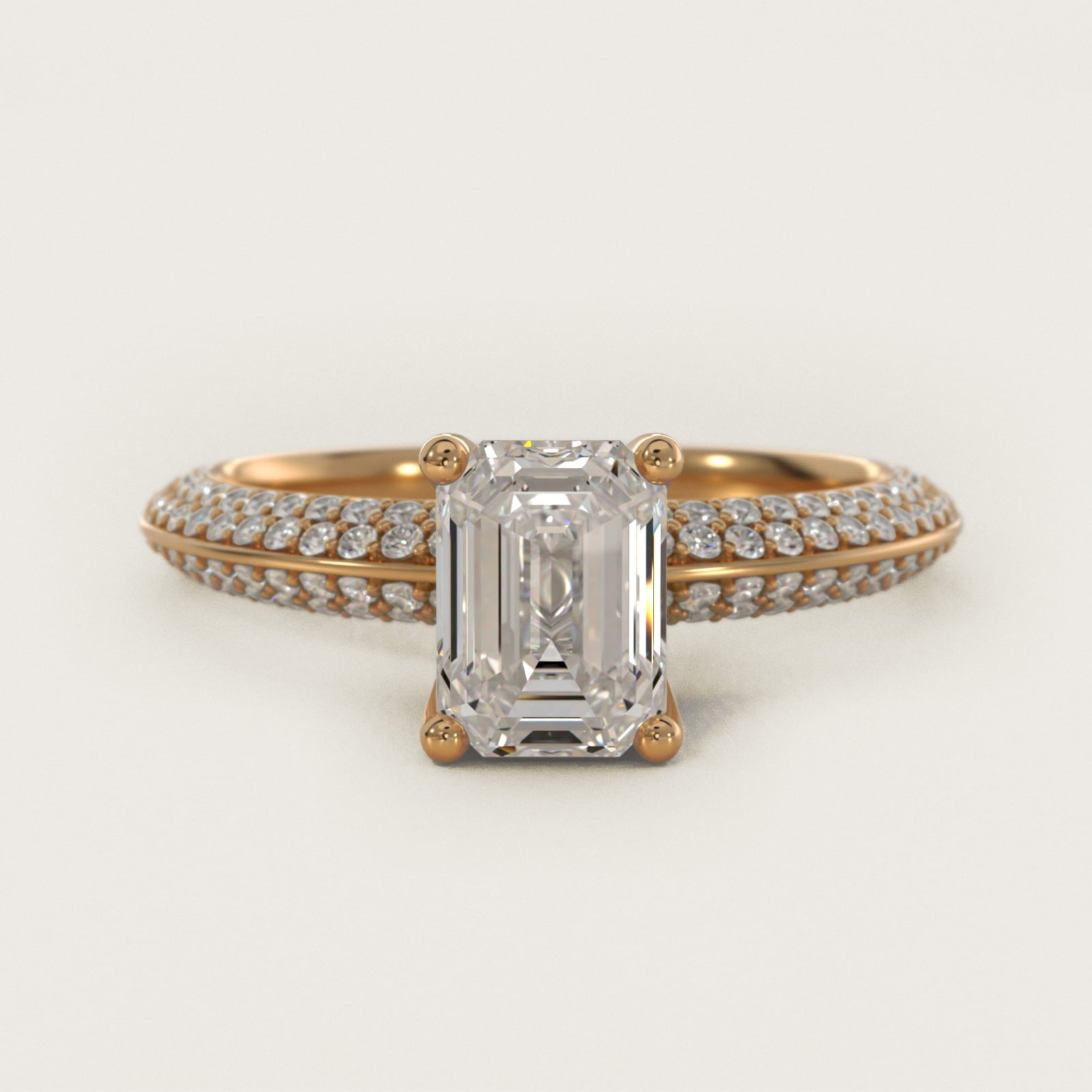 The Gallery Collection™ Knife Edge MicropavŽ Diamond Engagement Ring in 18k Yellow Gold (3/8 ct. tw.) - Emerald Center