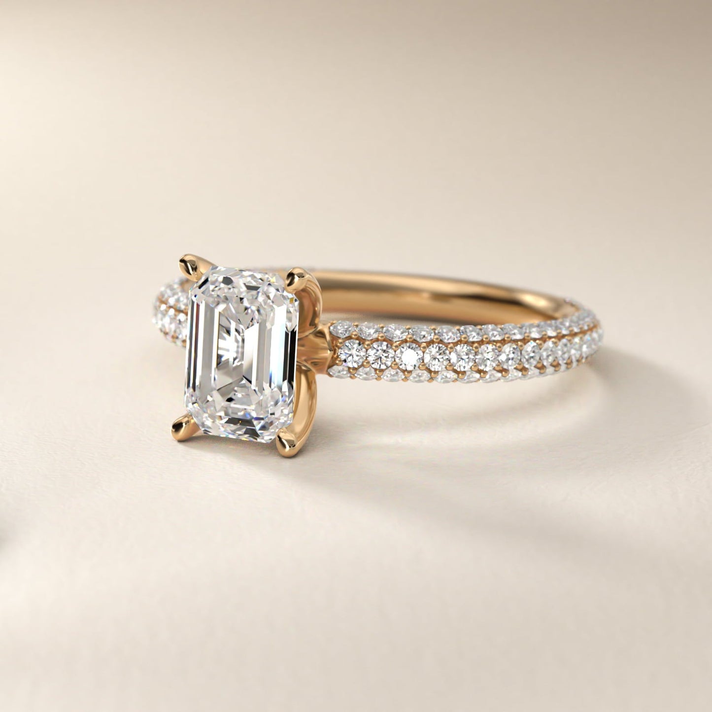 The Gallery Collection? Rolled Micropav? Diamond Engagement Ring in 18k Yellow Gold (3/8 ct. tw.) - Emerald Center