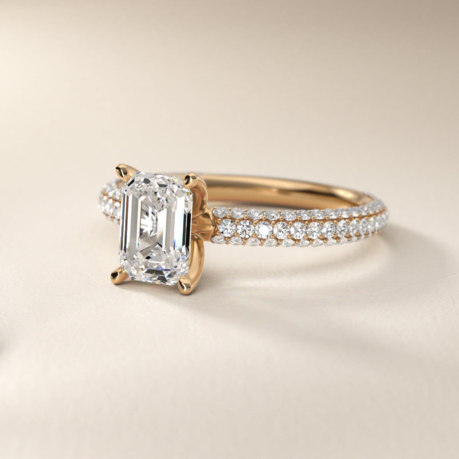 The Gallery Collection? Rolled Micropav? Diamond Engagement Ring in 18k Yellow Gold (3/8 ct. tw.) - Emerald Center