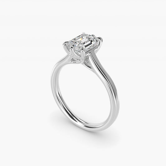 The Gallery Collection Six-Prong Trellis Solitaire Diamond Engagement Ring in Platinum - Emerald Center