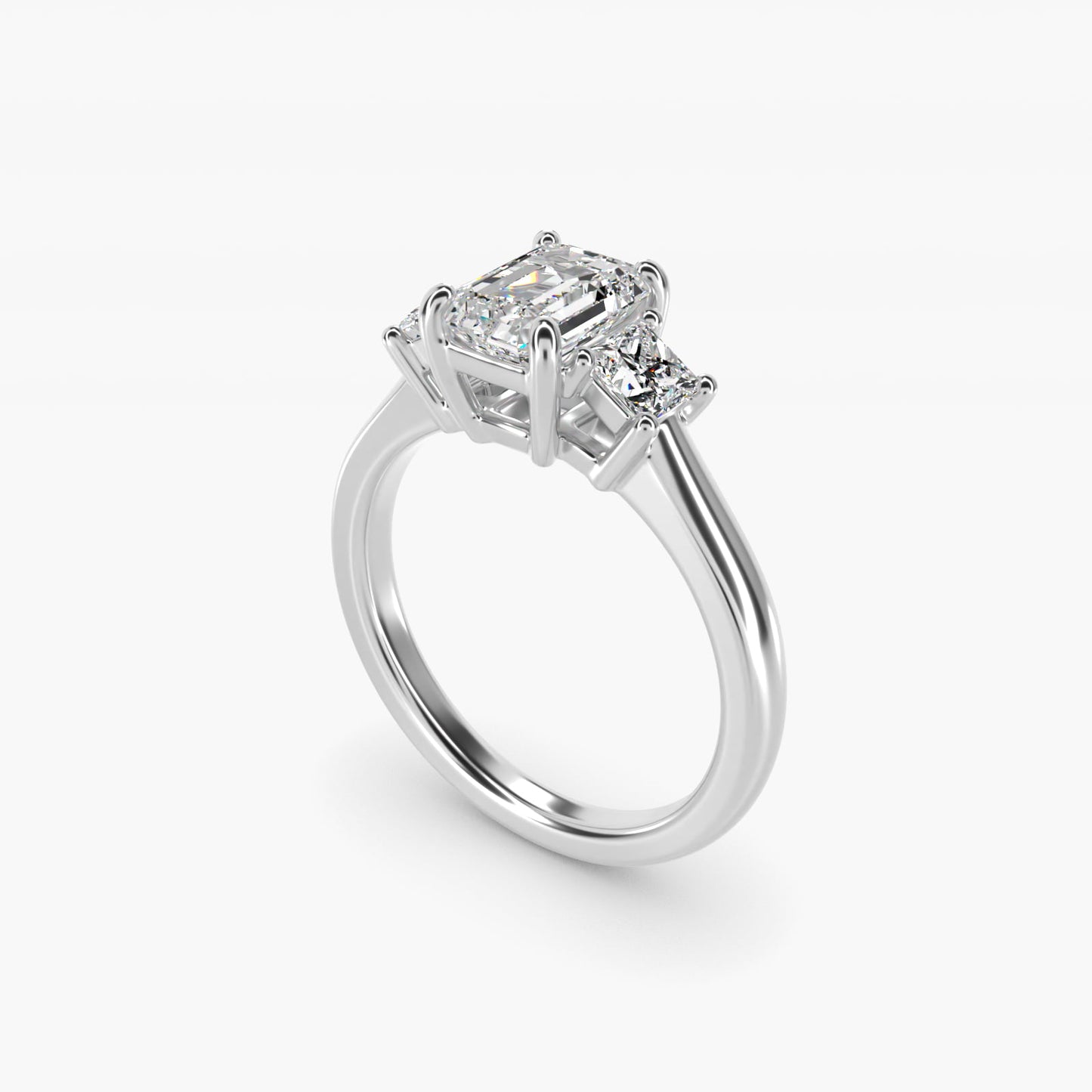 The Gallery Collectionª Princess-Cut Three-Stone Diamond Engagement Ring in Platinum (3/8 ct. tw.) - Emerald Center