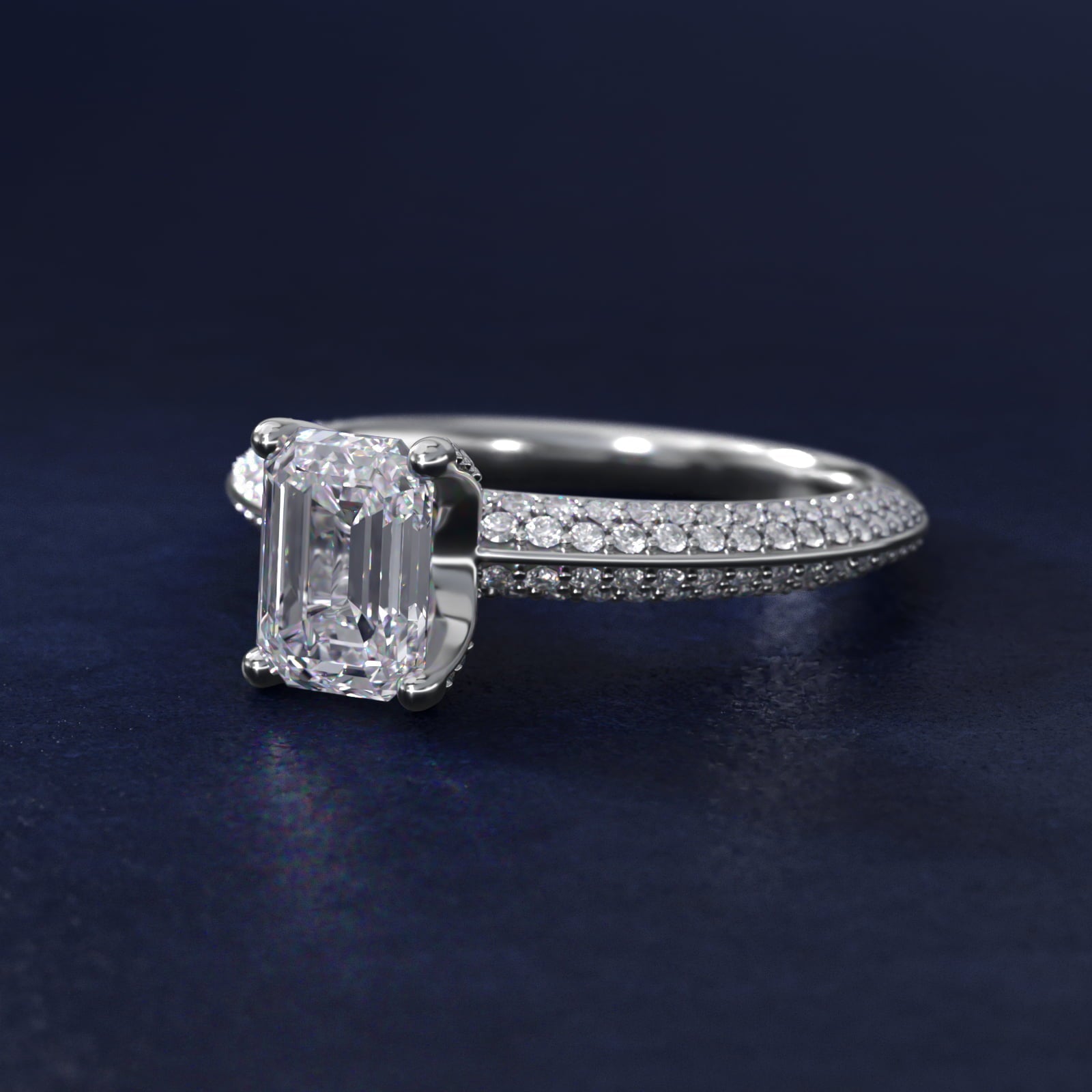 The Gallery Collection? Rolled Micropav? Diamond Engagement Ring in Platinum (3/8 ct. tw.) - Emerald Center