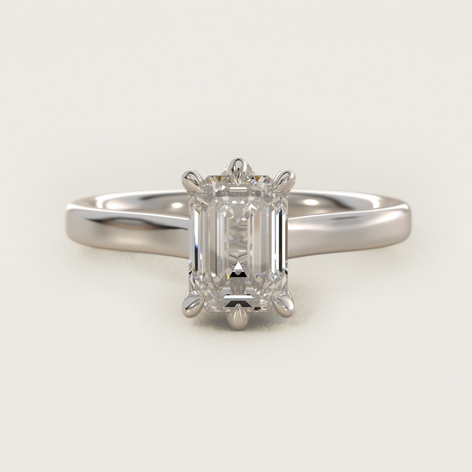 The Gallery Collection Six-Prong Trellis Solitaire Diamond Engagement Ring in Platinum - Emerald Center