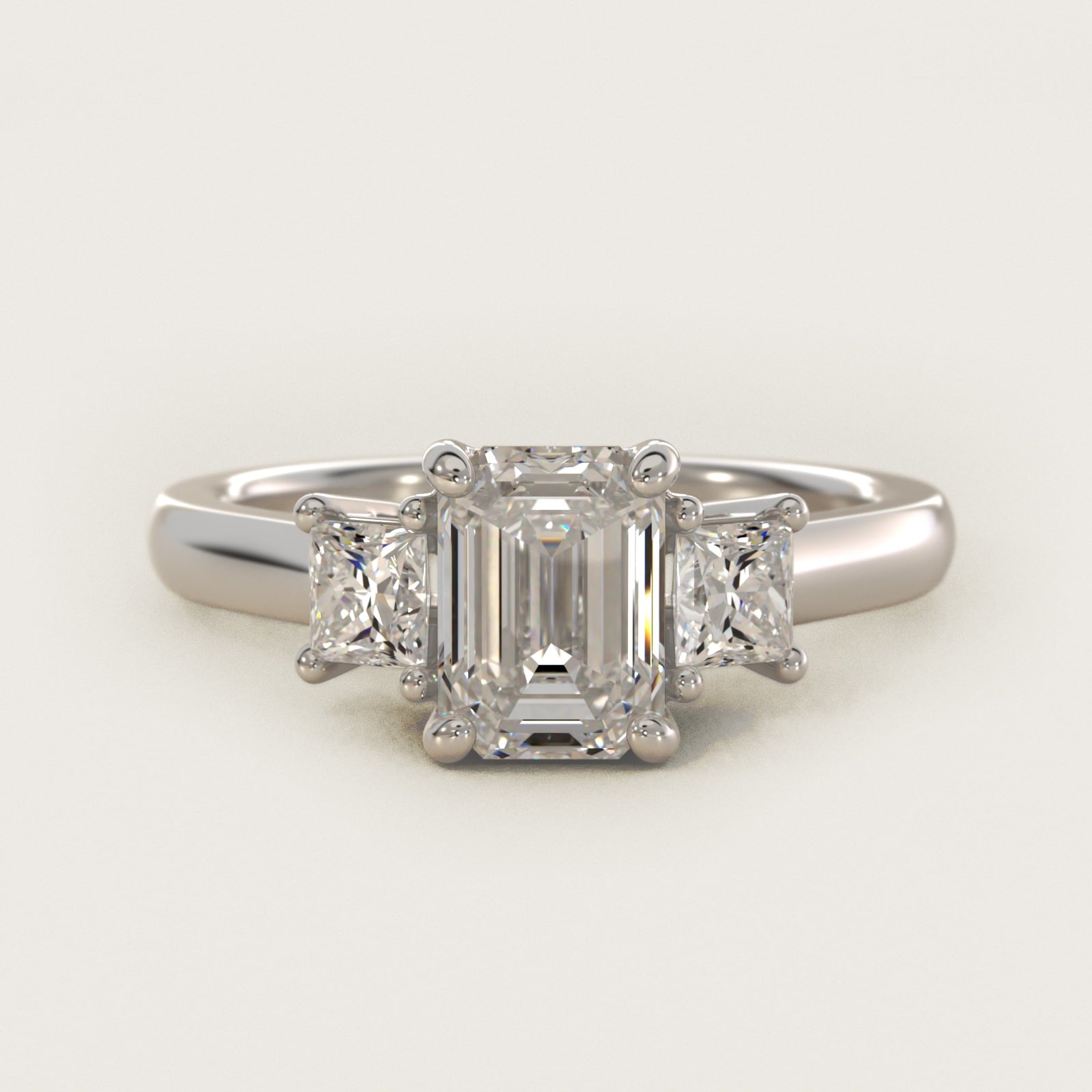 The Gallery Collectionª Princess-Cut Three-Stone Diamond Engagement Ring in Platinum (3/8 ct. tw.) - Emerald Center