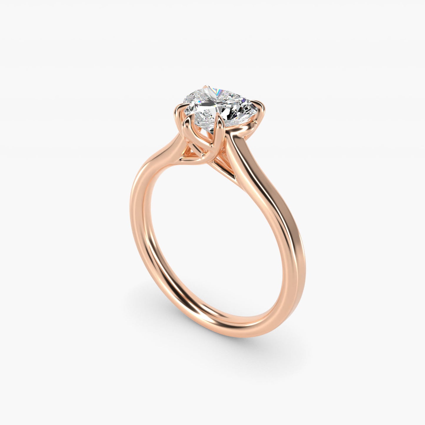 The Gallery Collection Six-Prong Trellis Solitaire Diamond Engagement Ring in 14k Rose Gold - Heart Center