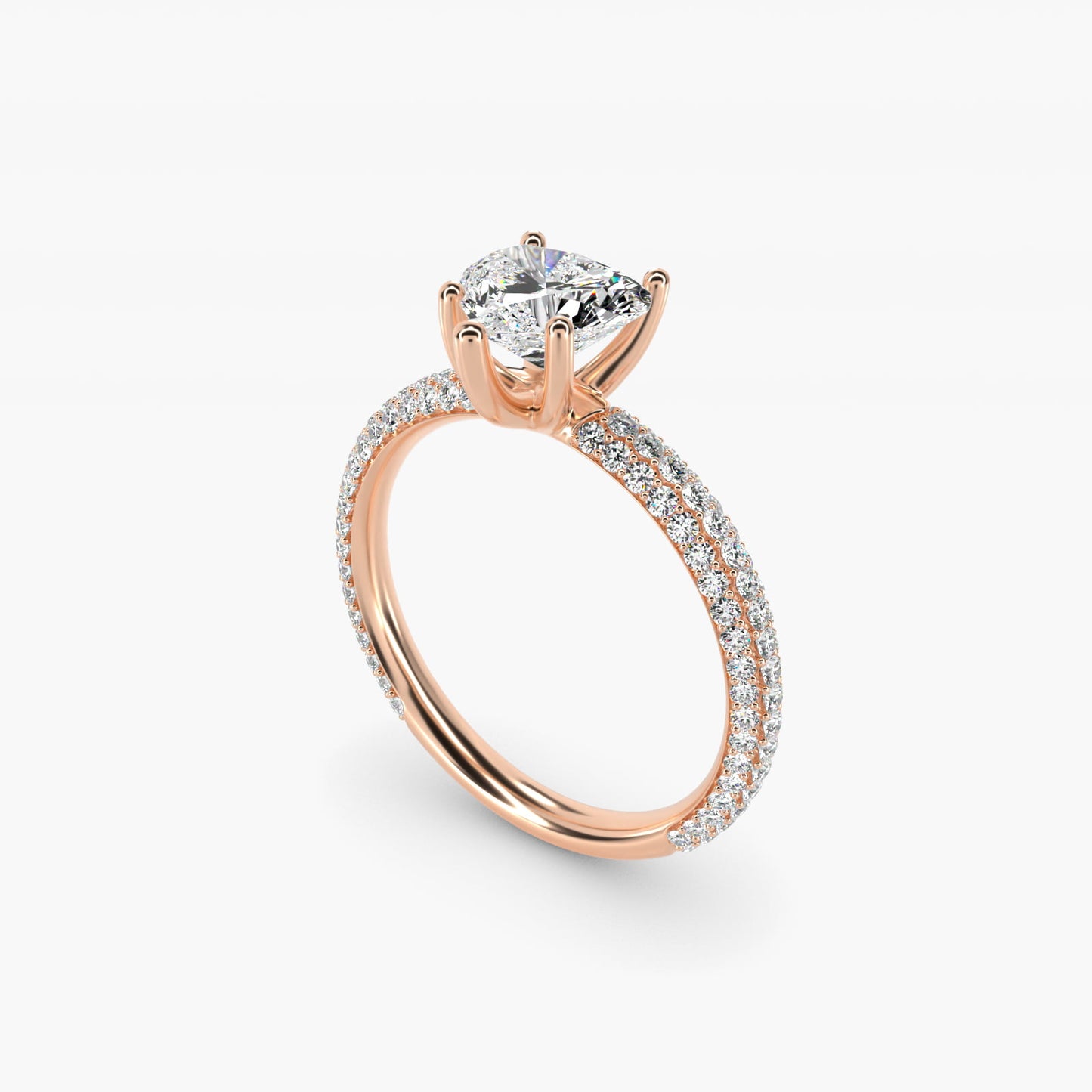 The Gallery Collection™ Rolled MicropavŽ Diamond Engagement Ring in 14k Rose Gold (3/8 ct. tw.) - Heart Center