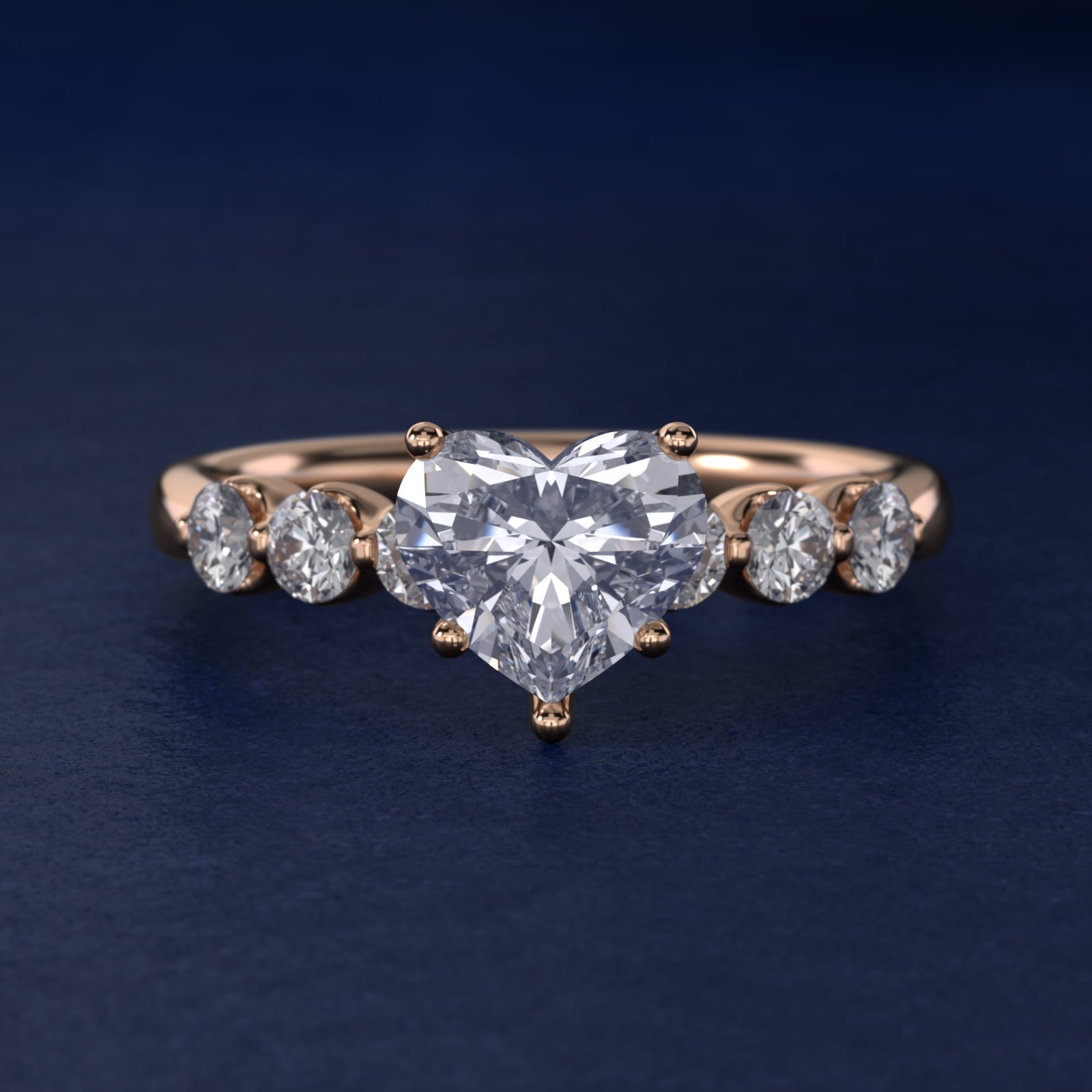 The Gallery Collection? Floating Diamond Engagement Ring in 18k Rose Gold (1/3 ct. tw.) - Heart Center