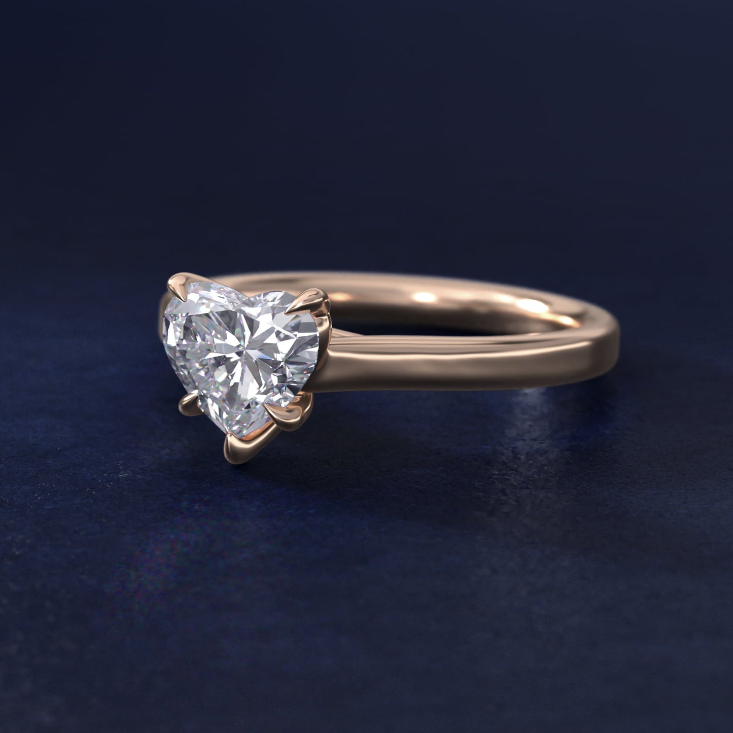 The Gallery Collection Six-Prong Trellis Solitaire Diamond Engagement Ring in 14k Rose Gold - Heart Center
