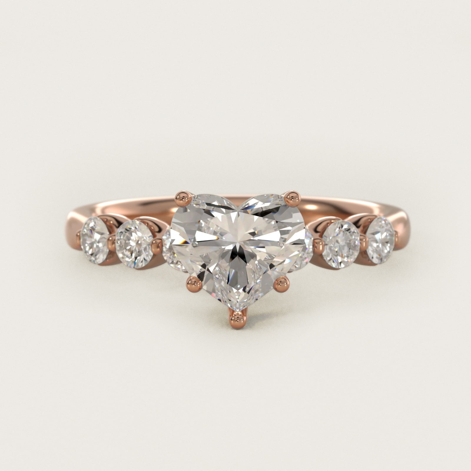 The Gallery Collection™ Floating Diamond Engagement Ring in 14k Rose Gold (1/3 ct. tw.) - Heart Center