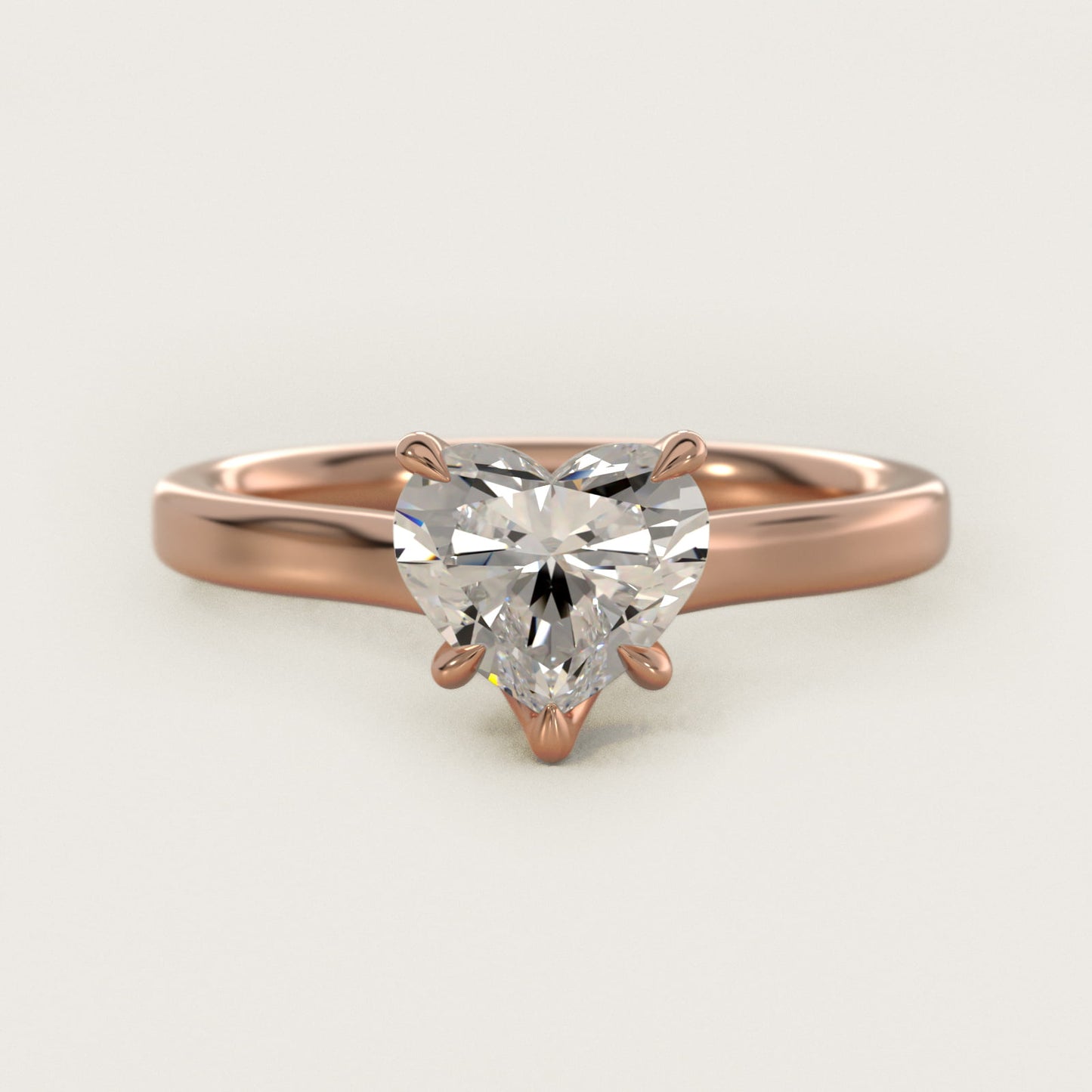 The Gallery Collection Six-Prong Trellis Solitaire Diamond Engagement Ring in 18k Rose Gold - Heart Center