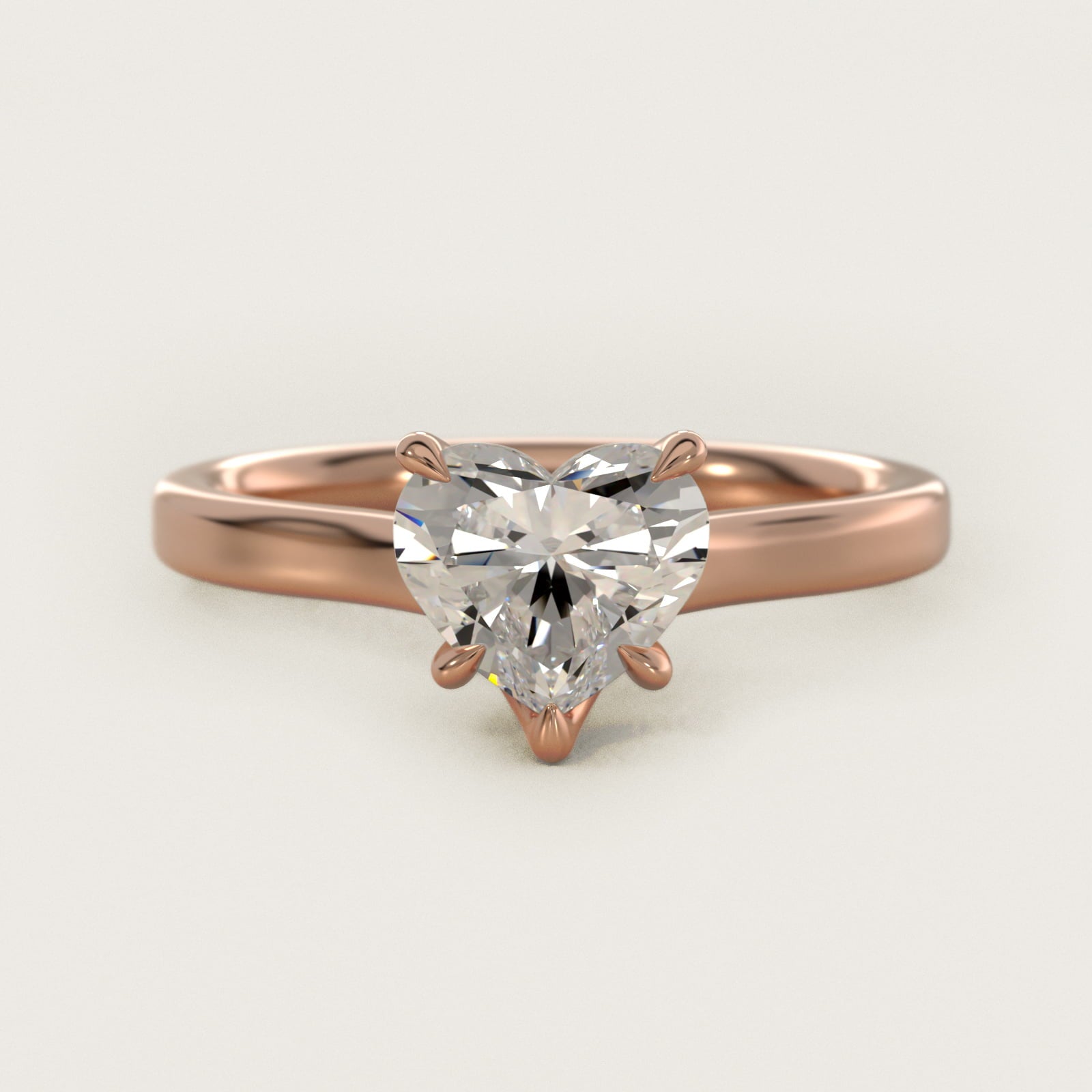The Gallery Collection Six-Prong Trellis Solitaire Diamond Engagement Ring in 18k Rose Gold - Heart Center