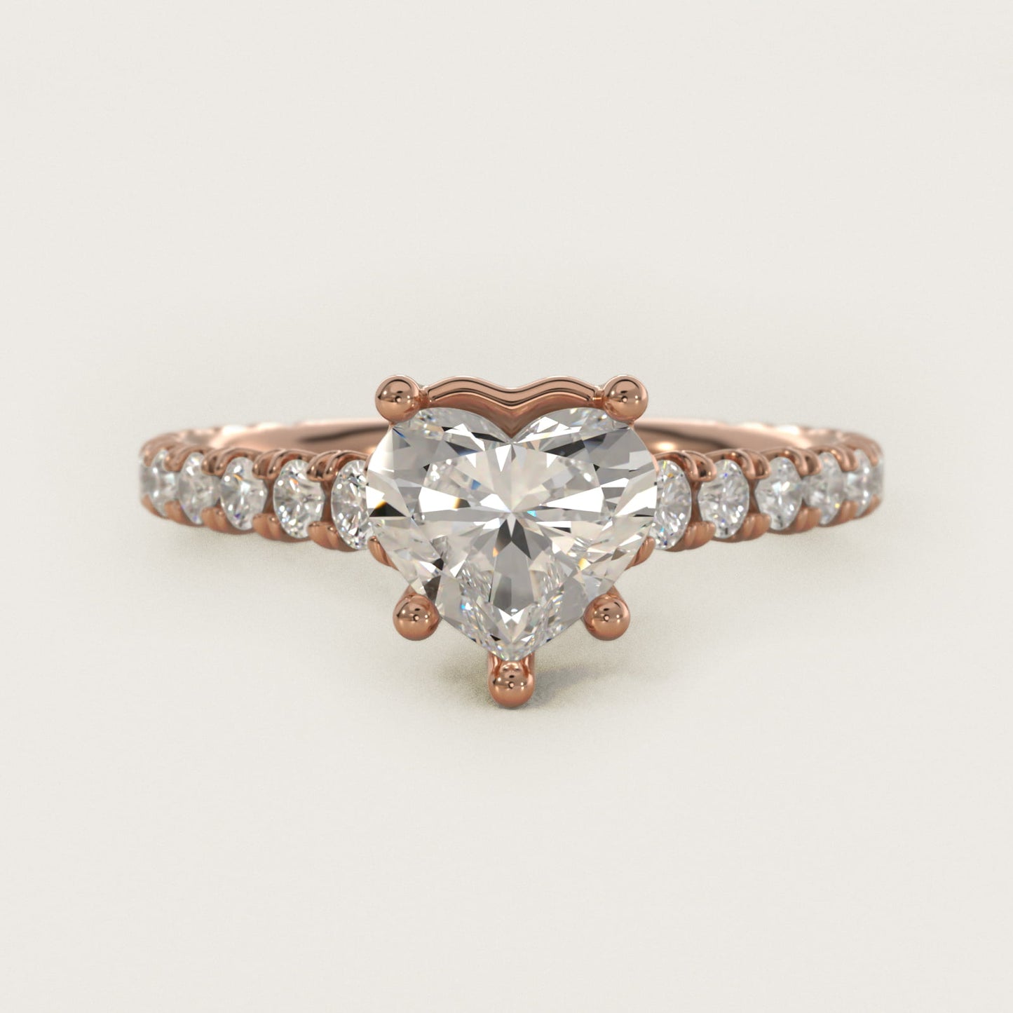 The Gallery Collection™ Cathedral PavŽ Diamond Engagement Ring in 14k Rose Gold (5/8 ct. tw.) - Heart Center