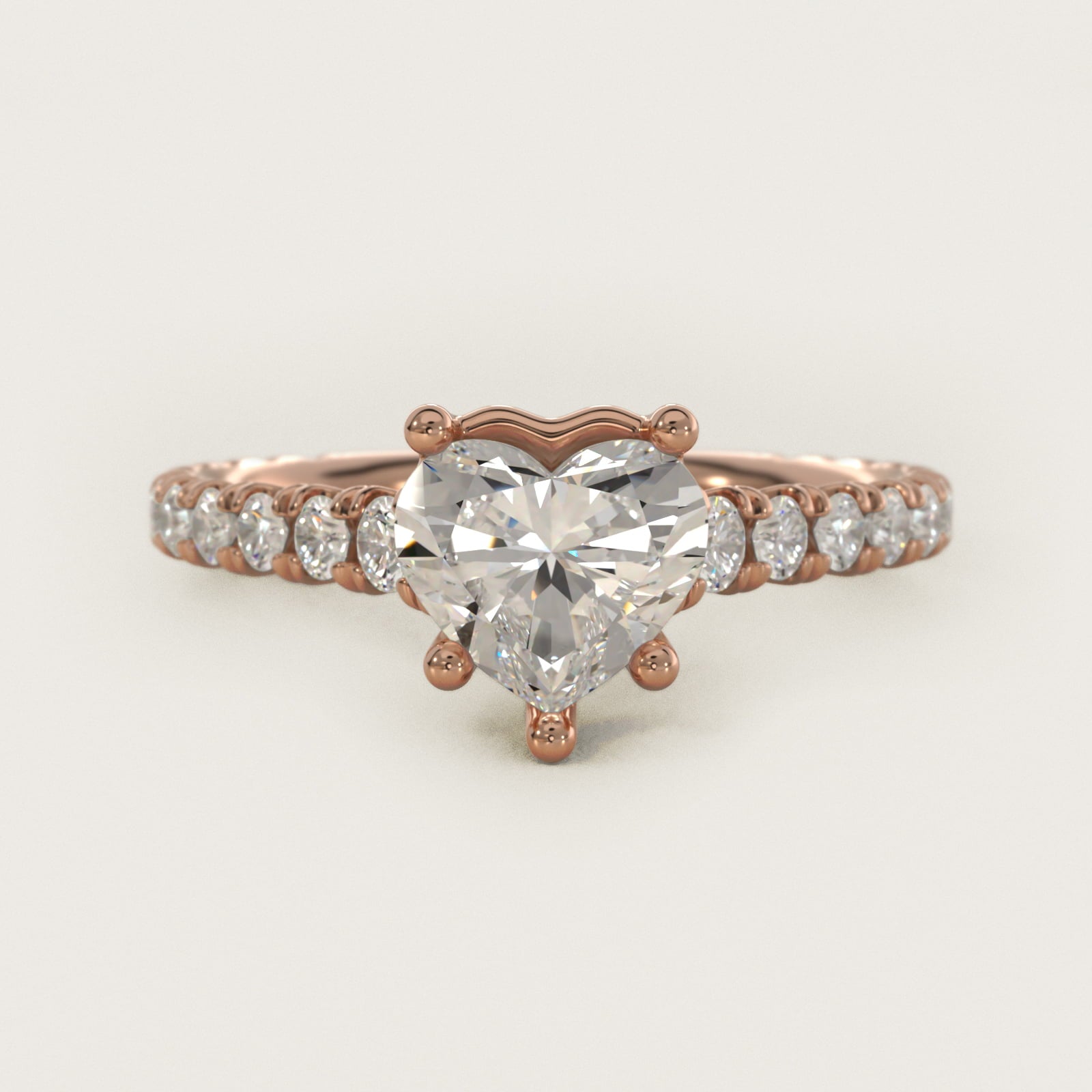 The Gallery Collection™ Cathedral PavŽ Diamond Engagement Ring in 14k Rose Gold (5/8 ct. tw.) - Heart Center