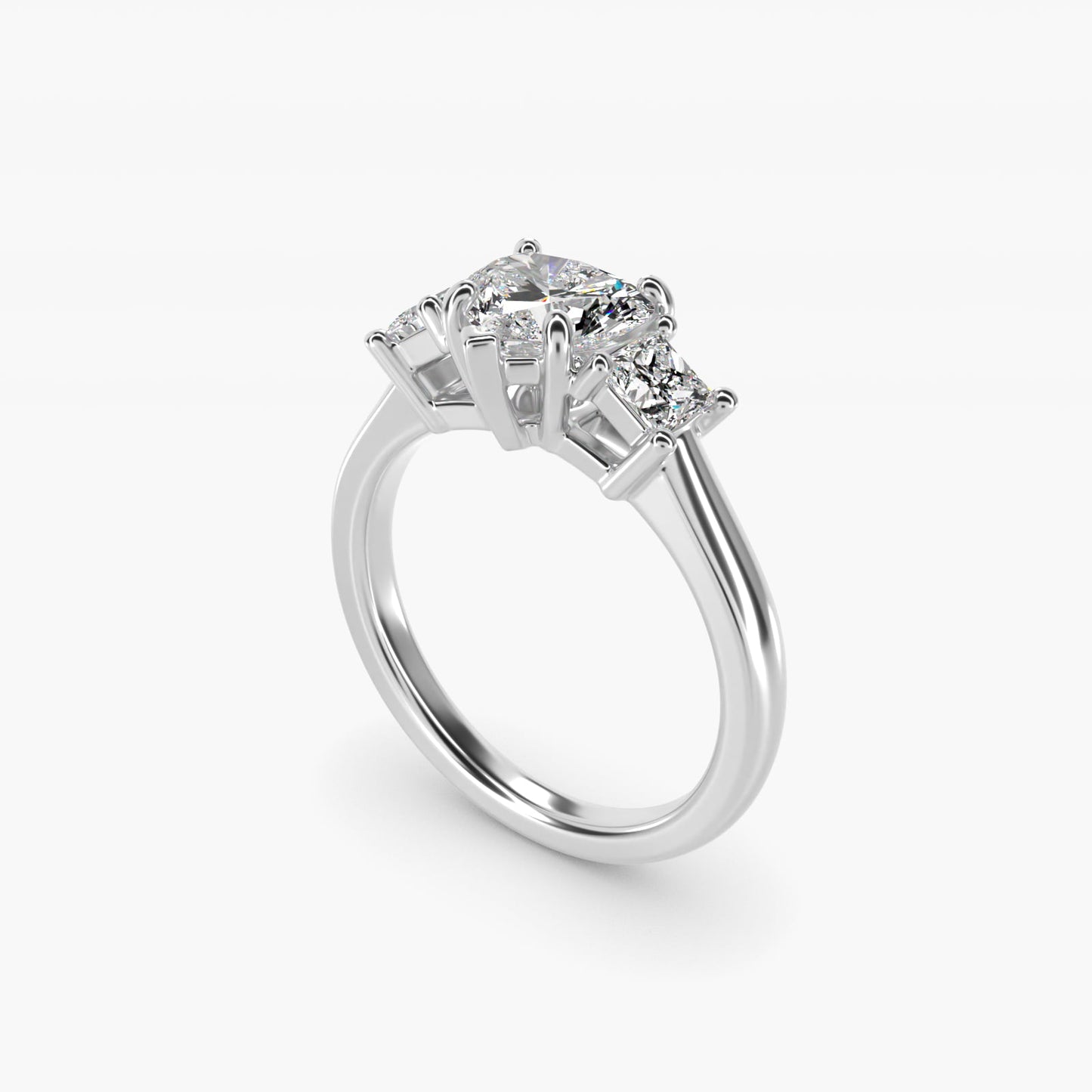 The Gallery Collectionª Princess-Cut Three-Stone Diamond Engagement Ring in 18k White Gold (3/8 ct. tw.) - Heart Center