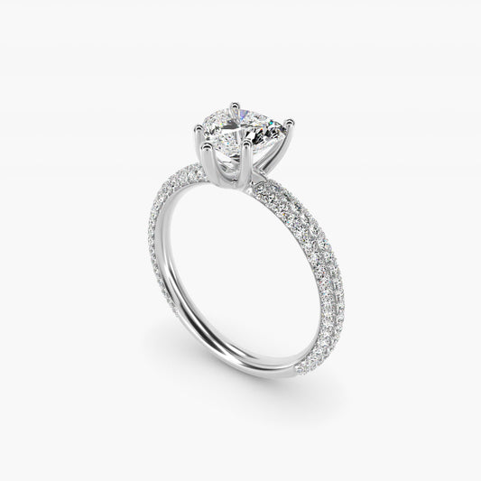 The Gallery Collection™ Rolled MicropavŽ Diamond Engagement Ring in 14k White Gold (3/8 ct. tw.) - Heart Center