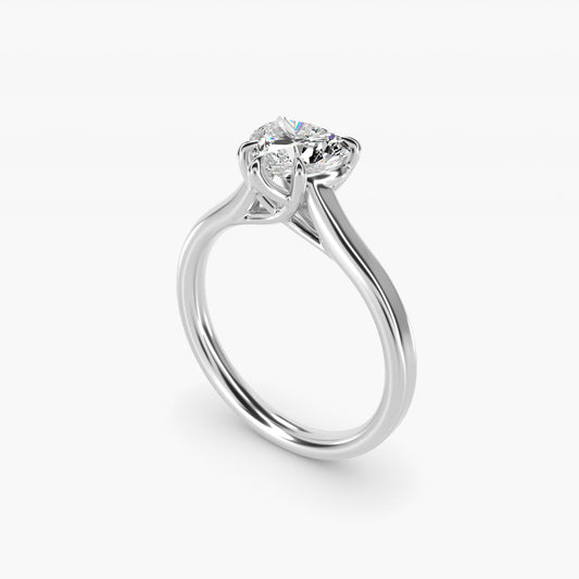 The Gallery Collection Six-Prong Trellis Solitaire Diamond Engagement Ring in 14k White Gold - Heart Center