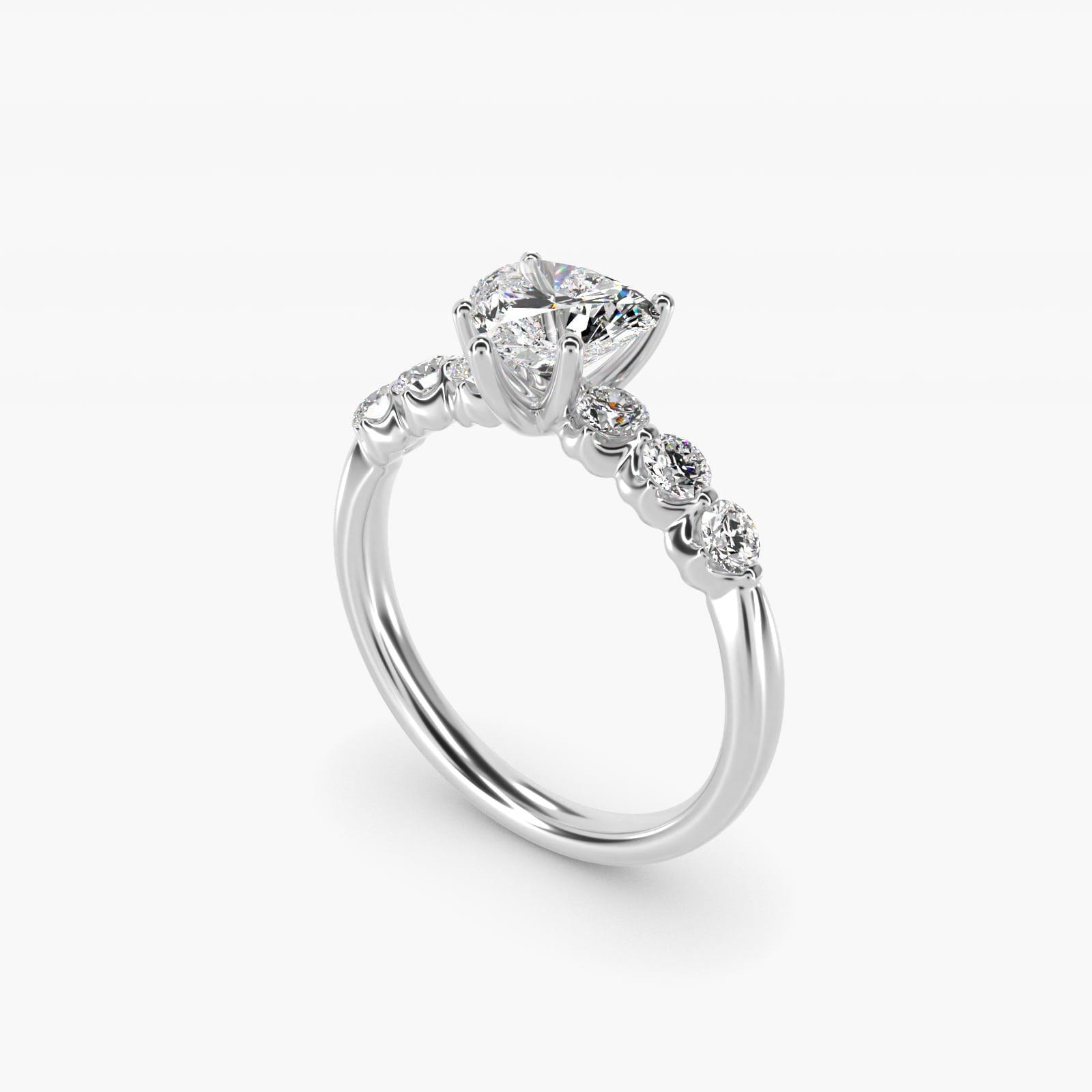 The Gallery Collection? Floating Diamond Engagement Ring in 18k White Gold (1/3 ct. tw.) - Heart Center