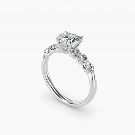 The Gallery Collection? Floating Diamond Engagement Ring in 18k White Gold (1/3 ct. tw.) - Heart Center