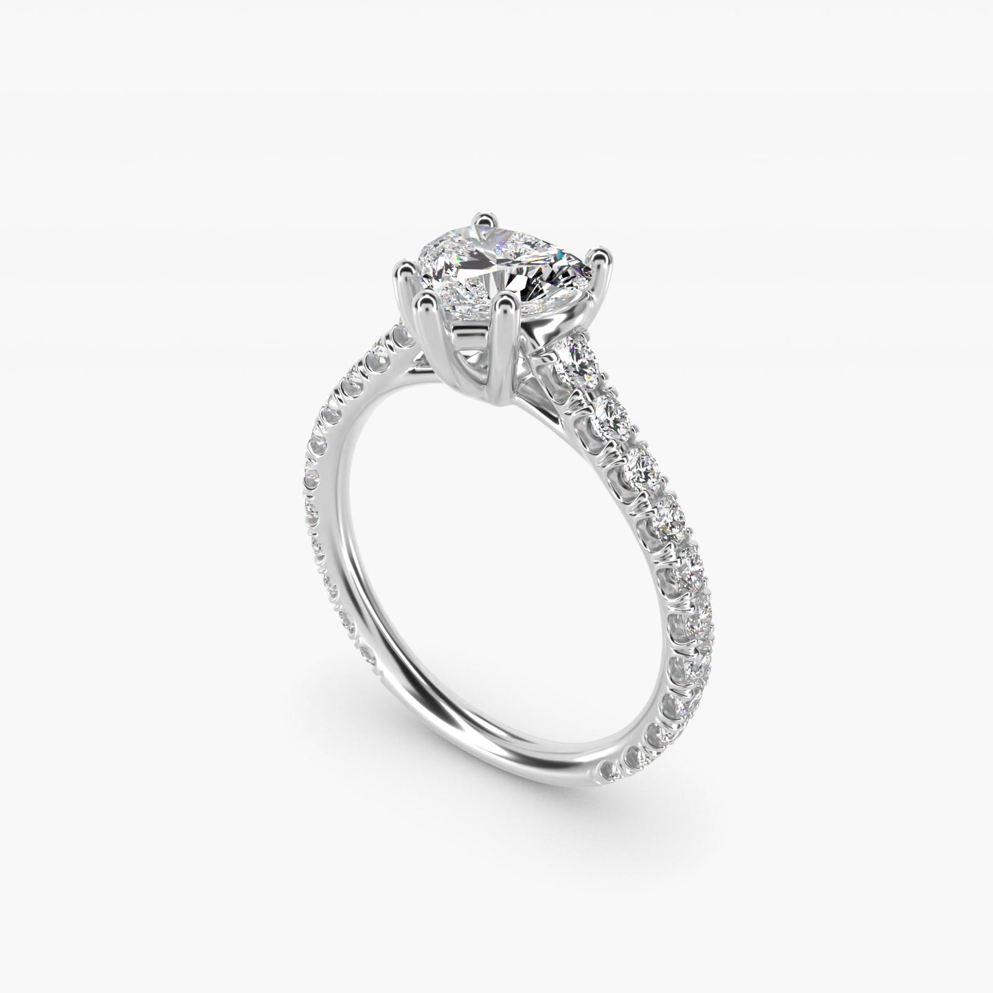 The Gallery Collection™ Cathedral PavŽ Diamond Engagement Ring in 14k White Gold (5/8 ct. tw.) - Heart Center