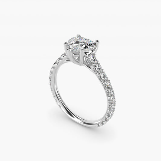The Gallery Collection™ Cathedral PavŽ Diamond Engagement Ring in 14k White Gold (5/8 ct. tw.) - Heart Center