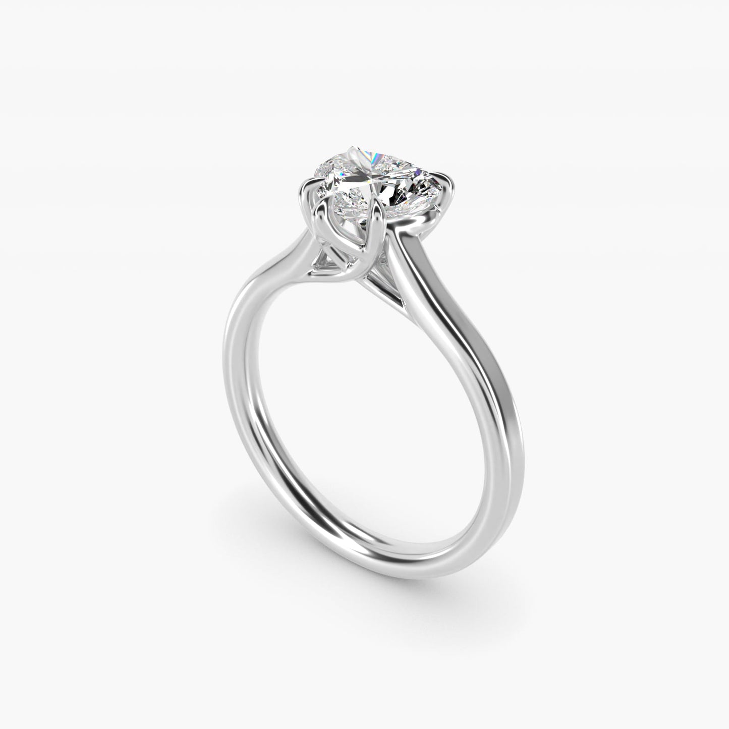 The Gallery Collection Six-Prong Trellis Solitaire Diamond Engagement Ring in 18k White Gold - Heart Center