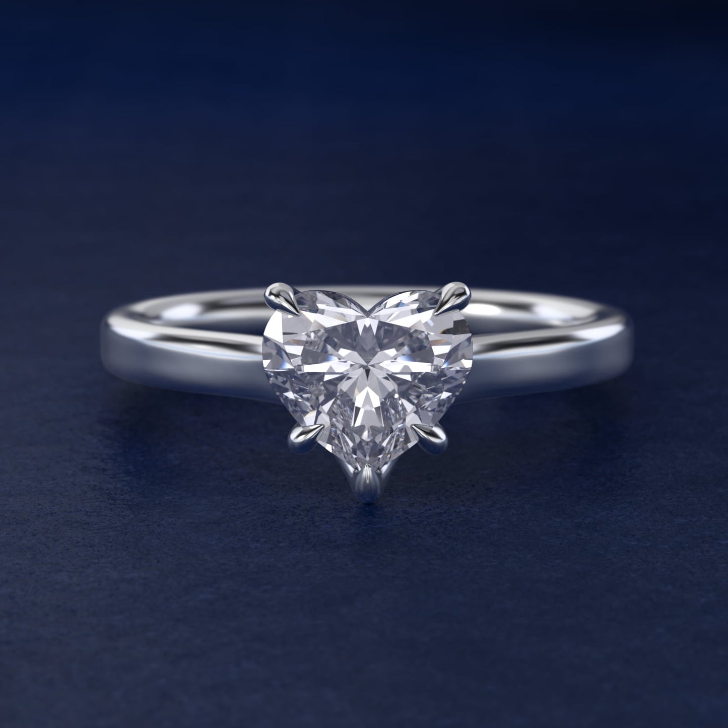 The Gallery Collection Six-Prong Trellis Solitaire Diamond Engagement Ring in 18k White Gold - Heart Center