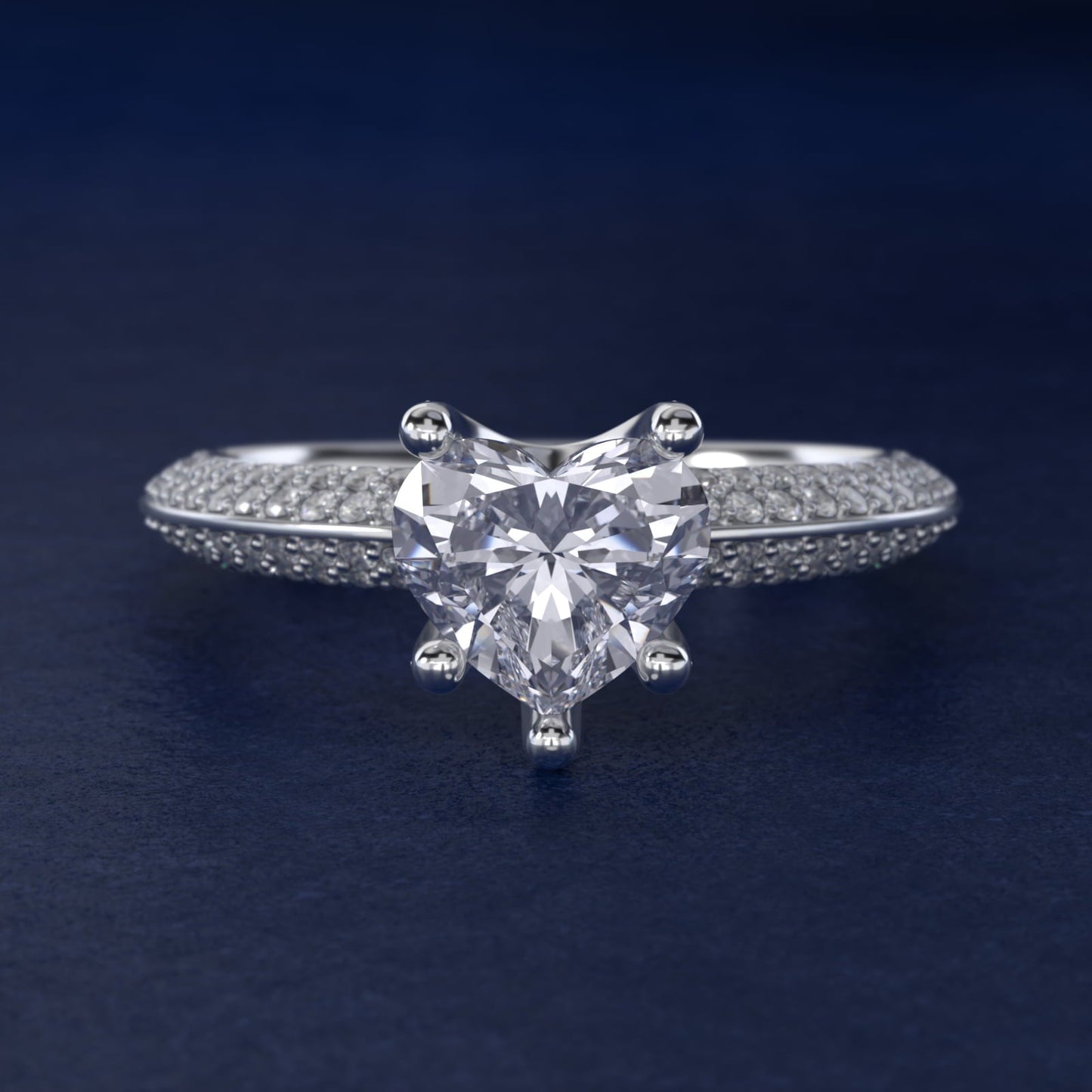 The Gallery Collection? Floating Diamond Engagement Ring in 18k White Gold (1/3 ct. tw.) - Heart Center