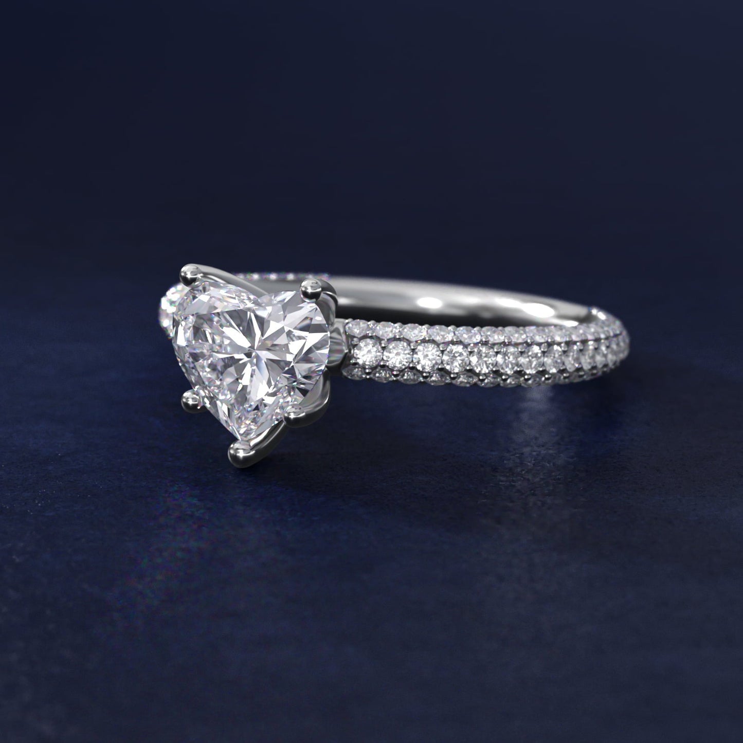 The Gallery Collection? Rolled Micropav? Diamond Engagement Ring in 18k White Gold (3/8 ct. tw.) - Heart Center