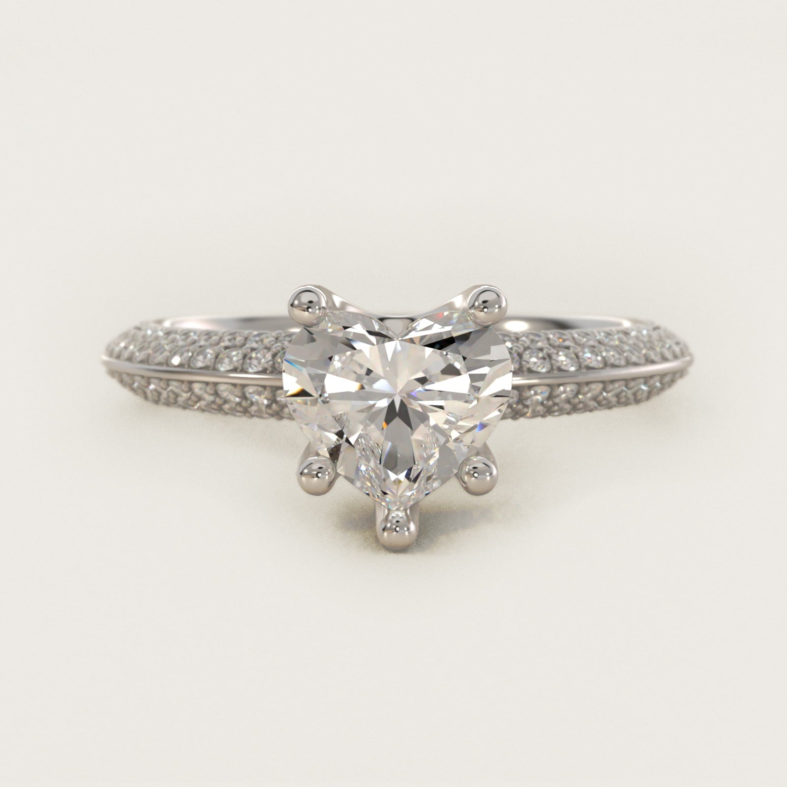 The Gallery Collection™ Knife Edge MicropavŽ Diamond Engagement Ring in 14k White Gold (3/8 ct. tw.) - Heart Center