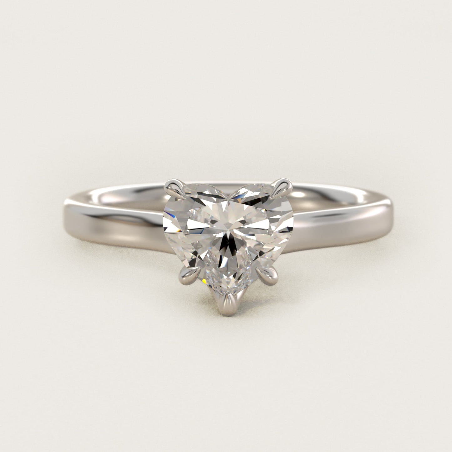 The Gallery Collection Six-Prong Trellis Solitaire Diamond Engagement Ring in 18k White Gold - Heart Center