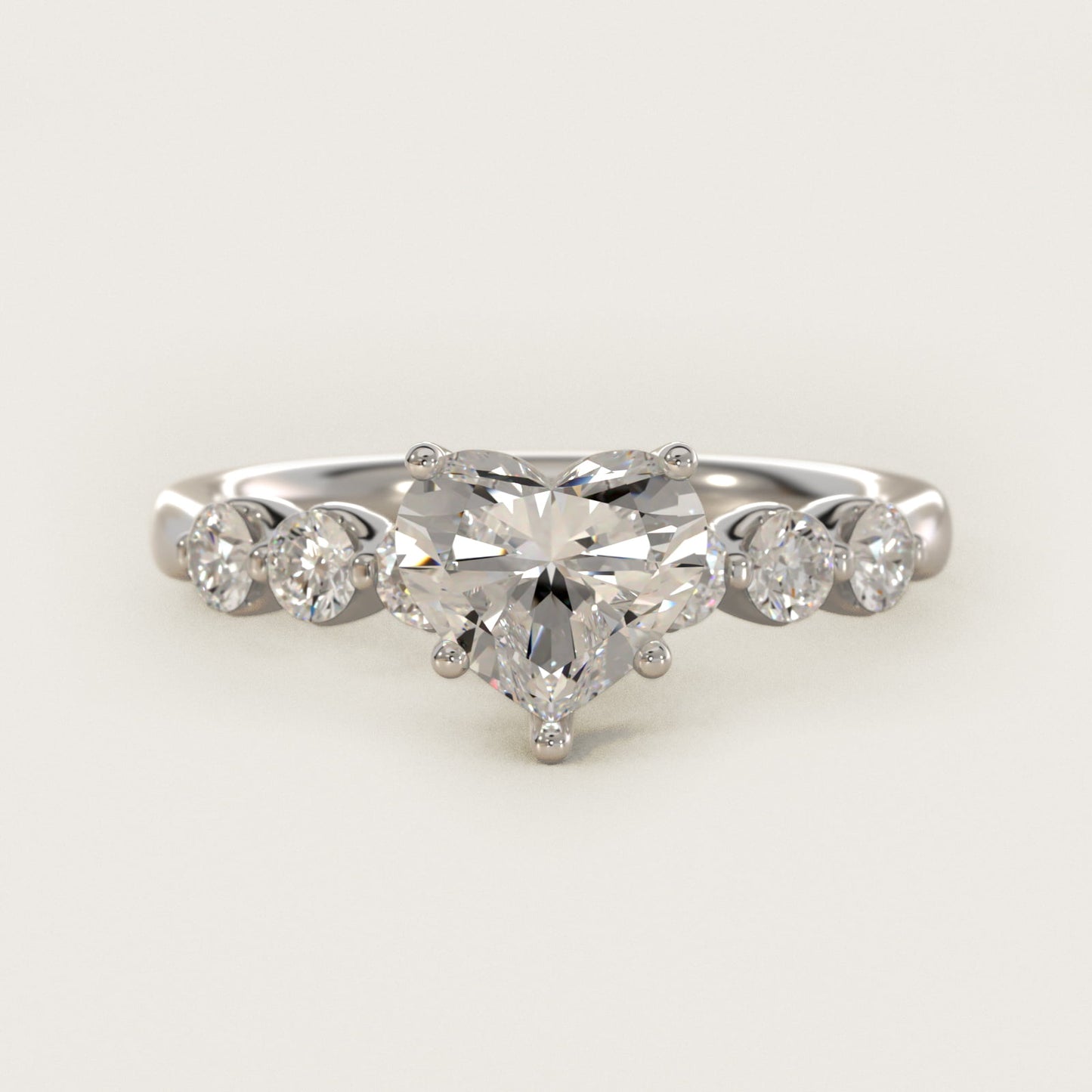The Gallery Collection™ Floating Diamond Engagement Ring in 14k White Gold (1/3 ct. tw.) - Heart Center