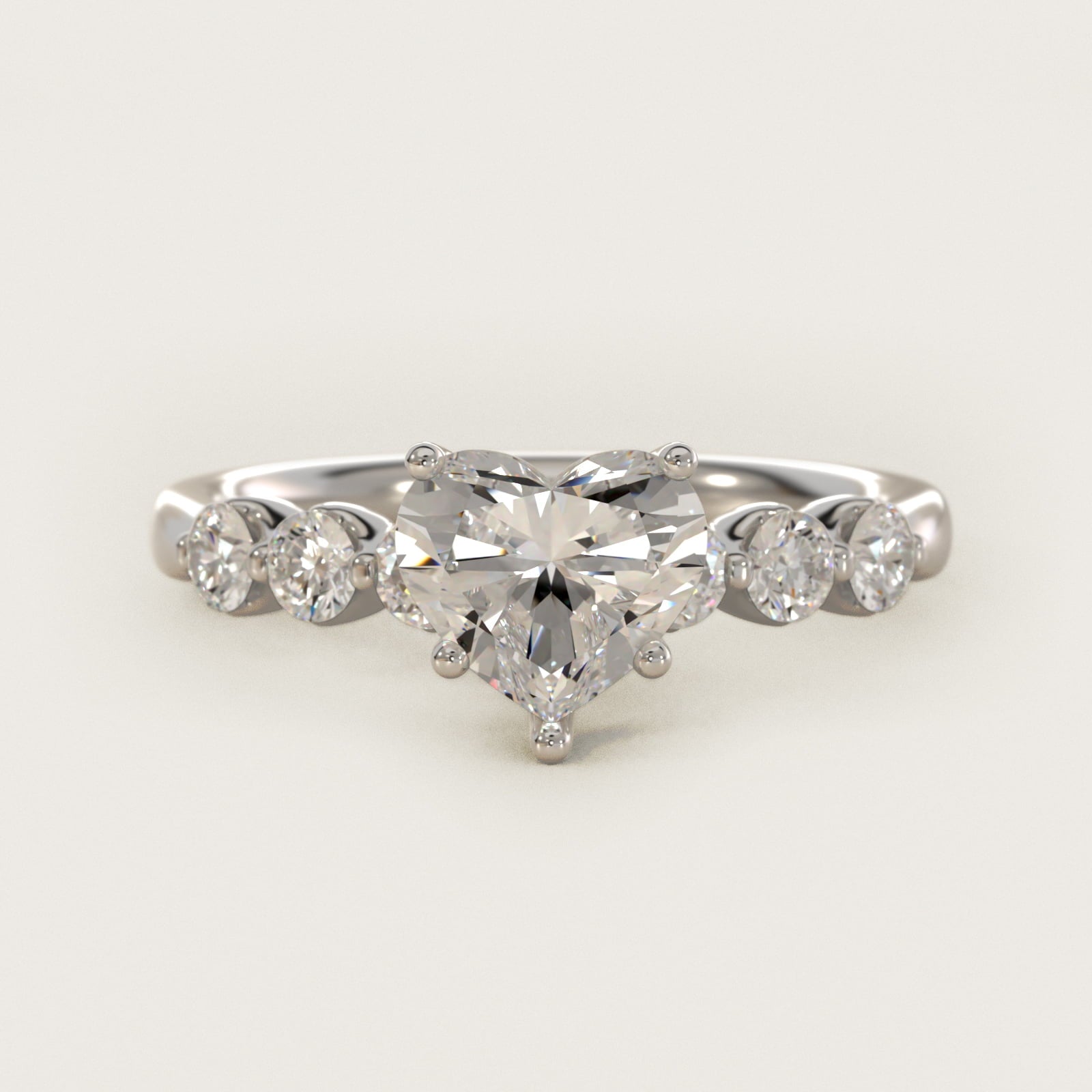 The Gallery Collection™ Floating Diamond Engagement Ring in 14k White Gold (1/3 ct. tw.) - Heart Center