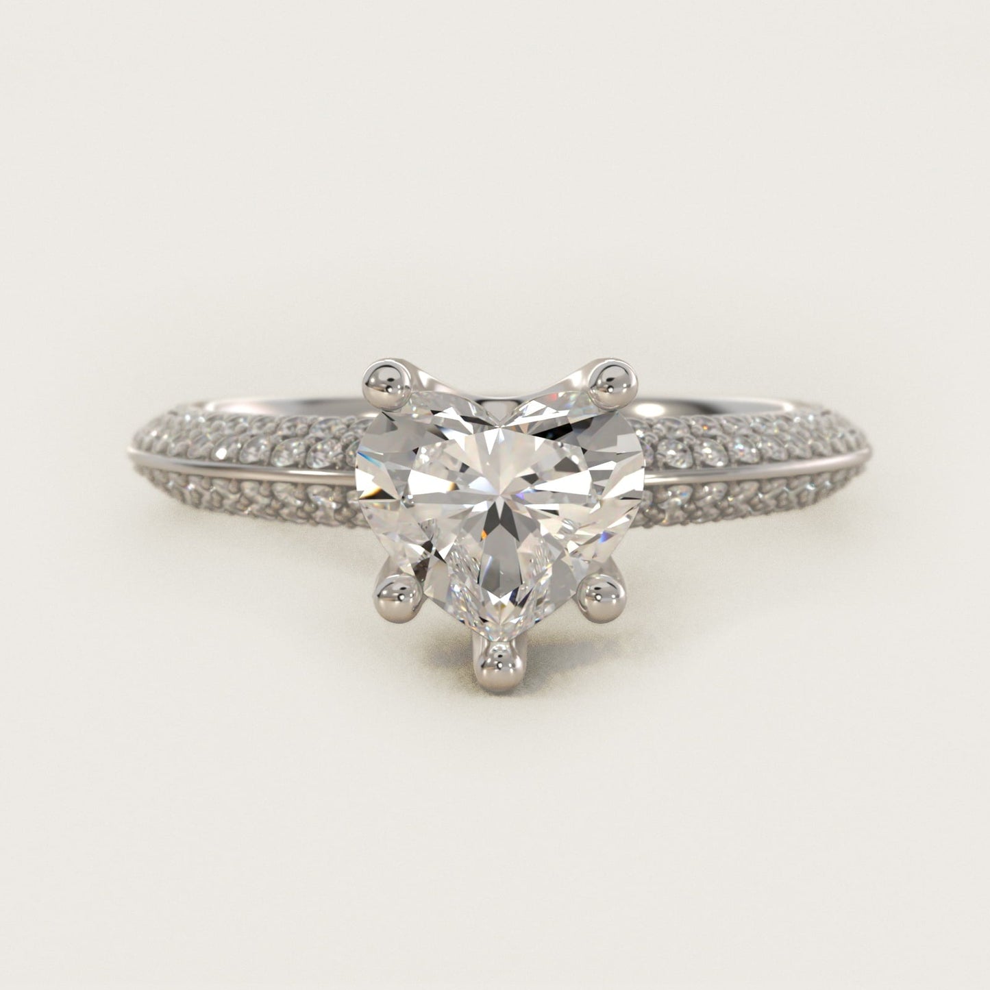 The Gallery Collection? Rolled Micropav? Diamond Engagement Ring in 18k White Gold (3/8 ct. tw.) - Heart Center