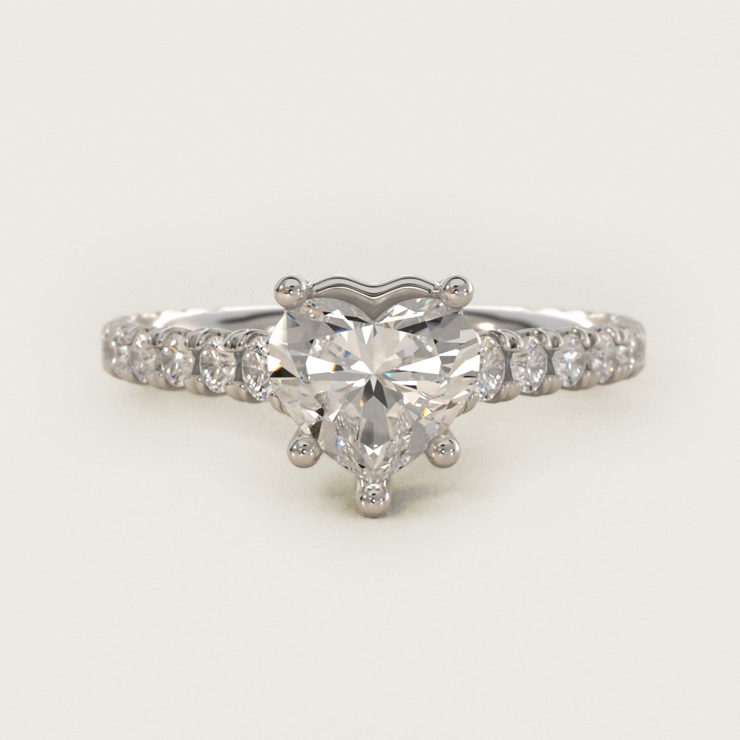The Gallery Collection™ Cathedral PavŽ Diamond Engagement Ring in 14k White Gold (5/8 ct. tw.) - Heart Center