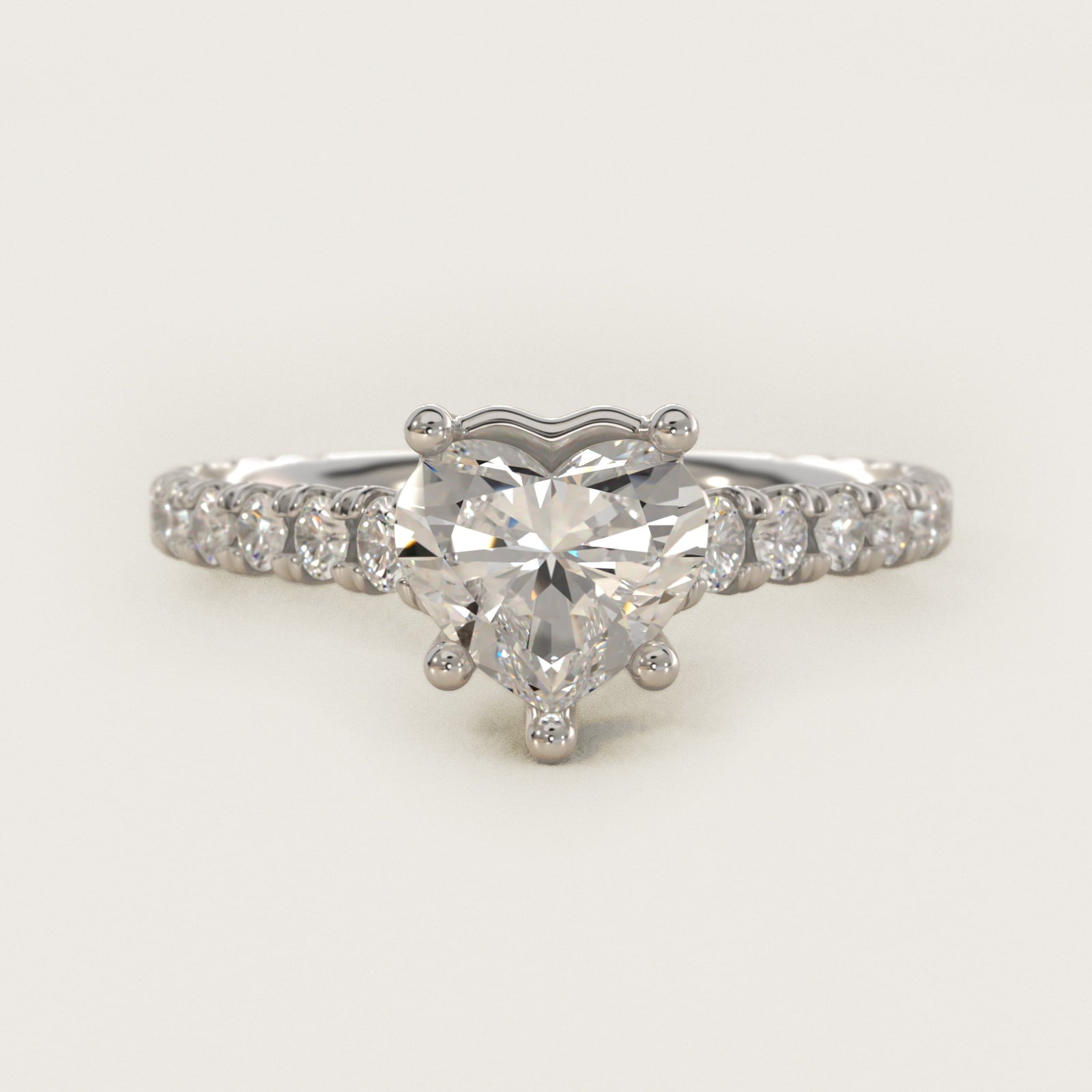 The Gallery Collection™ Cathedral PavŽ Diamond Engagement Ring in 14k White Gold (5/8 ct. tw.) - Heart Center