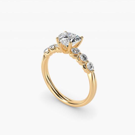 The Gallery Collection? Cathedral Pav? Diamond Engagement Ring in 18k Yellow Gold (5/8 ct. tw.) - Heart Center