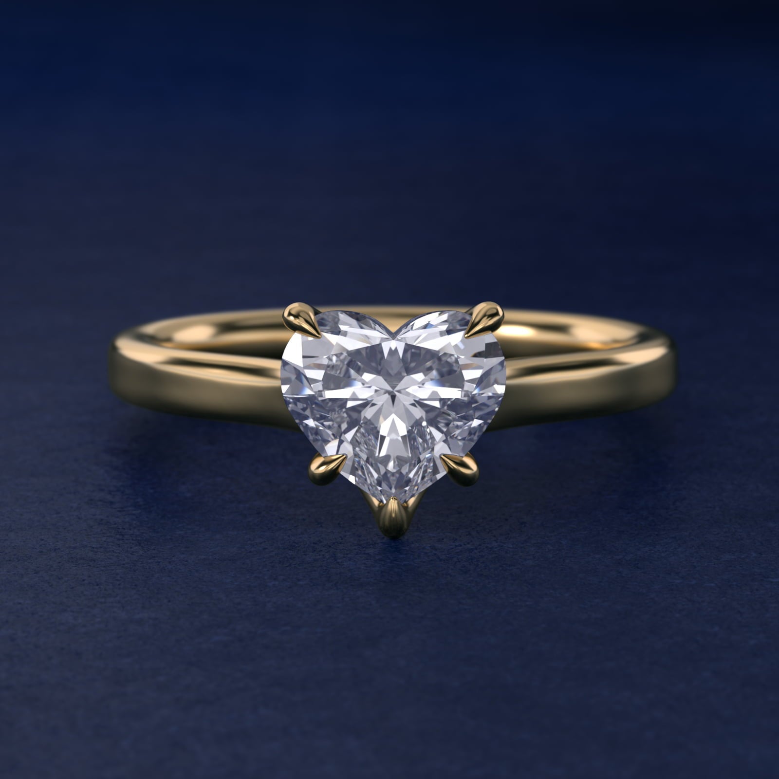 The Gallery Collection Six-Prong Trellis Solitaire Diamond Engagement Ring in 18k Yellow Gold - Heart Center
