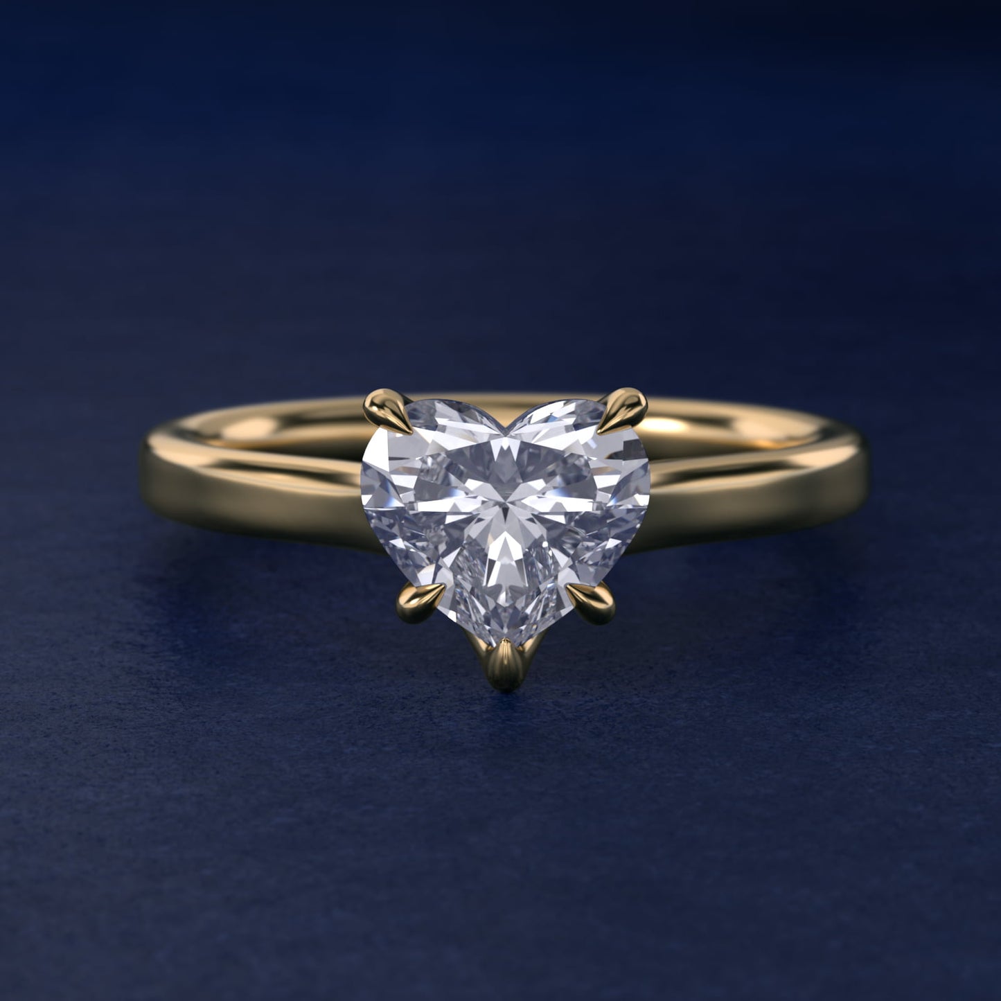 The Gallery Collection Six-Prong Trellis Solitaire Diamond Engagement Ring in 14K Yellow Gold - Heart Center