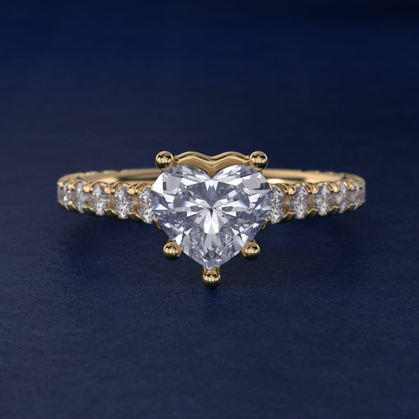 The Gallery Collection? Cathedral Pav? Diamond Engagement Ring in 18k Yellow Gold (5/8 ct. tw.) - Heart Center