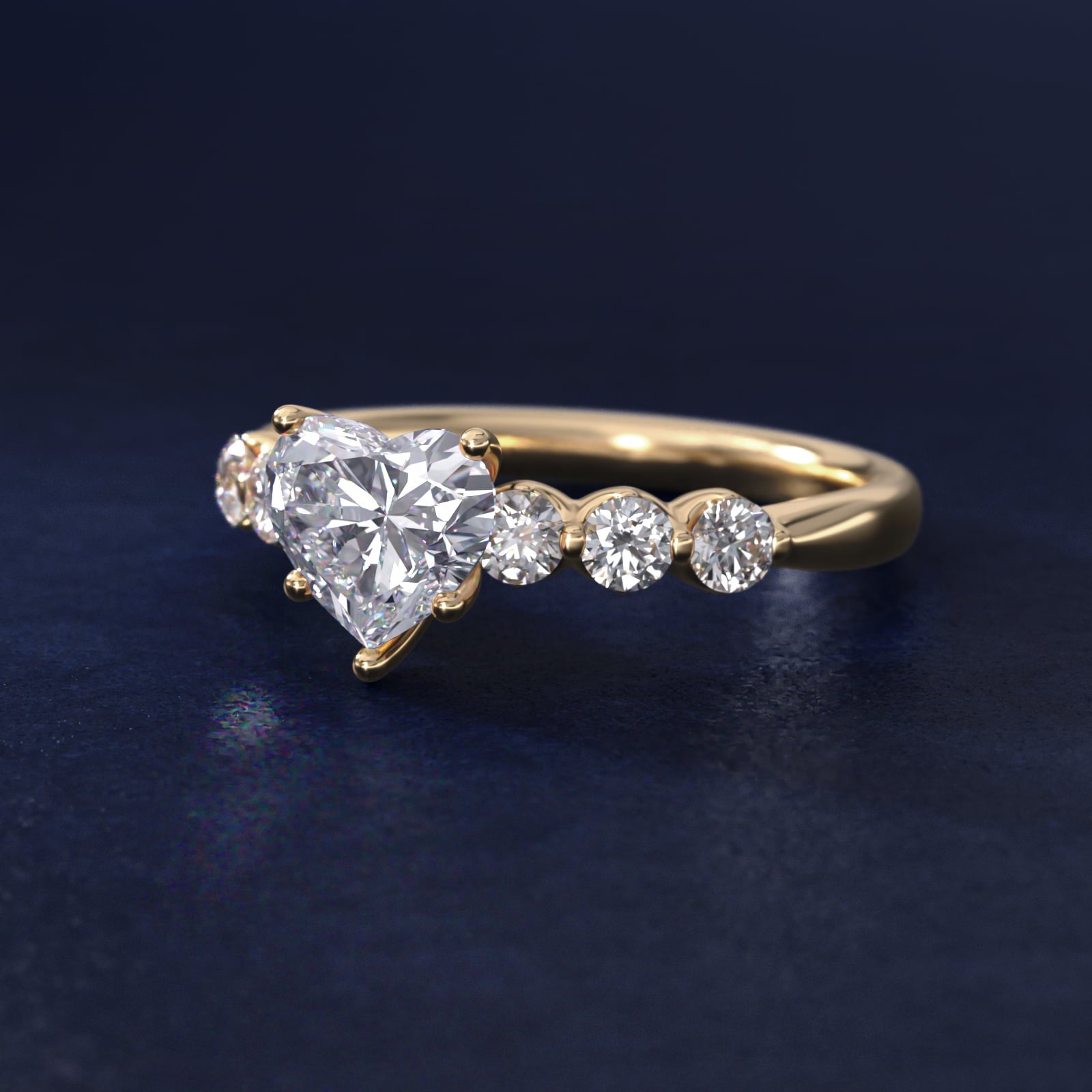 The Gallery Collection™ Floating Diamond Engagement Ring in 18k Yellow Gold (1/3 ct. tw.) - Heart Center