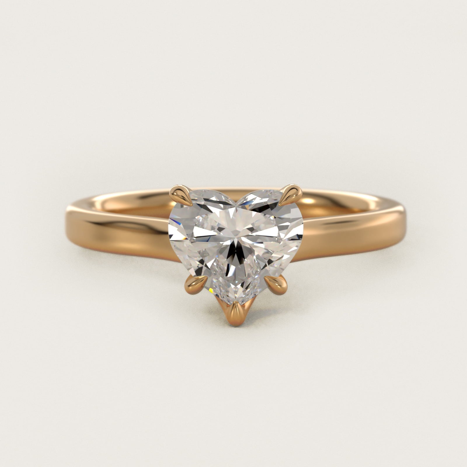 The Gallery Collection Six-Prong Trellis Solitaire Diamond Engagement Ring in 18k Yellow Gold - Heart Center