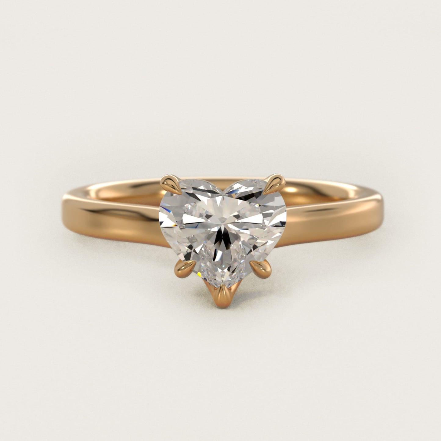 The Gallery Collection Six-Prong Trellis Solitaire Diamond Engagement Ring in 14K Yellow Gold - Heart Center